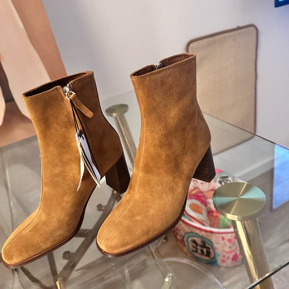 Mango Tan Suede Ankle Boots